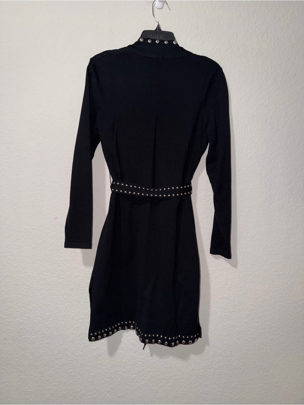 INC International Concepts Black Studded Open Cardigan with belt - Picture 5 of 6